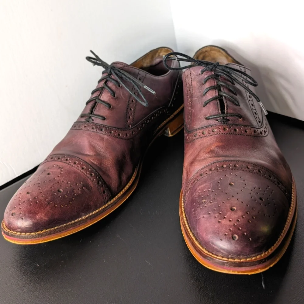 Johnston & Murphy‎ Conard 12 burgundy leather classic saddle Oxford dress shoes